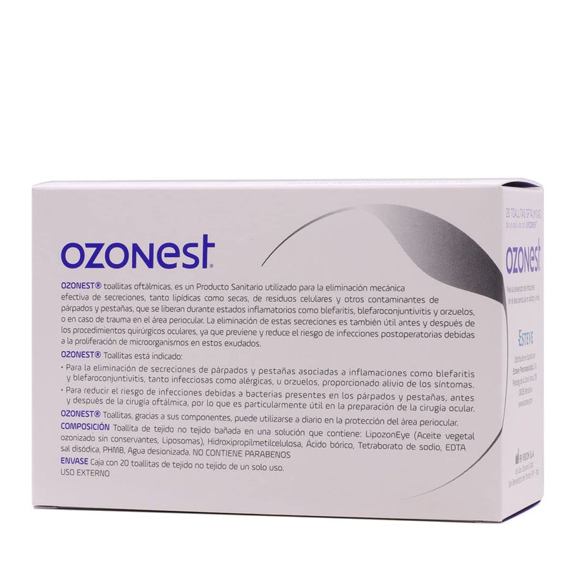 ESTEVE PHARMACEUTICALS S.A. Ozonest Ophthalate Cleaning Wipes - Removes Sections & Results | Prevents Infection | Pack of 20 - White