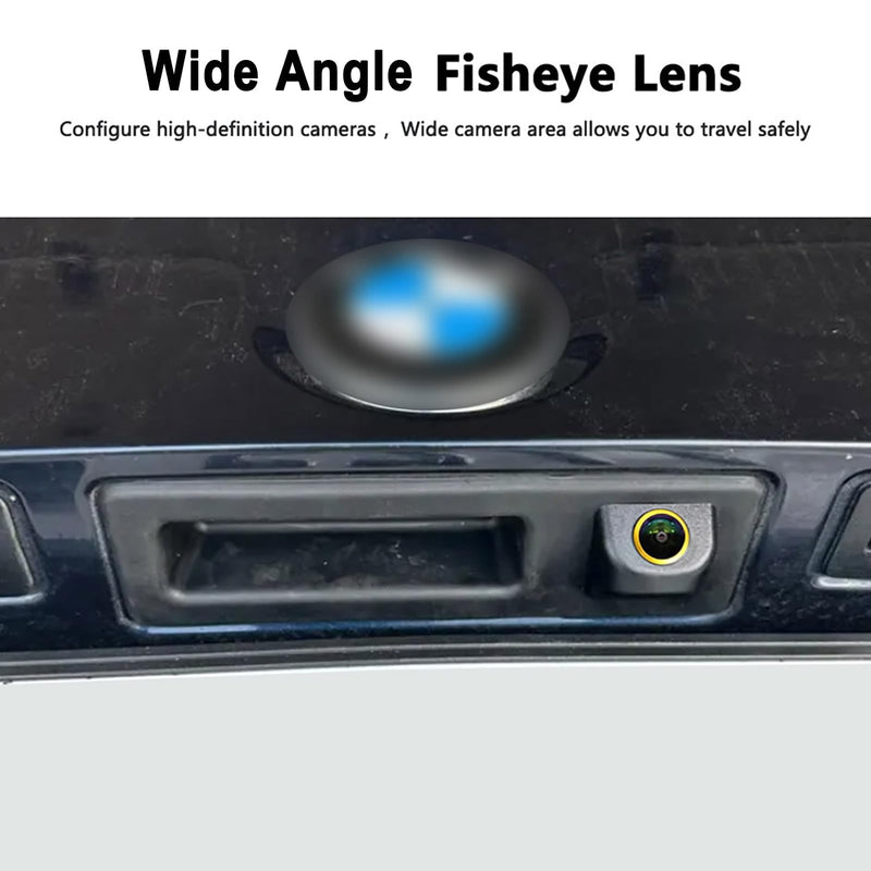 Vehicle Backup Camera CCD Compatible for BMW 3 5 Series X1 3 4 5 F07 F10 F11 F25 F26 F30 F34 Car Rear View AHD 1080P Camera Reverse Parking Fisheye Lens Waterproof Cam Car Trunk Handle Camera (golden)