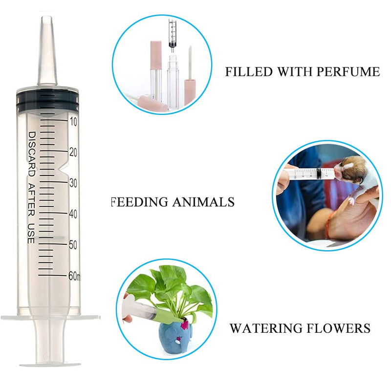 KOMUNJ Large Plastic Syringe with 1 Hose for Engine Oil Liquid Animal Feeding Experiments Industrial Use (60 ml) 60 ml