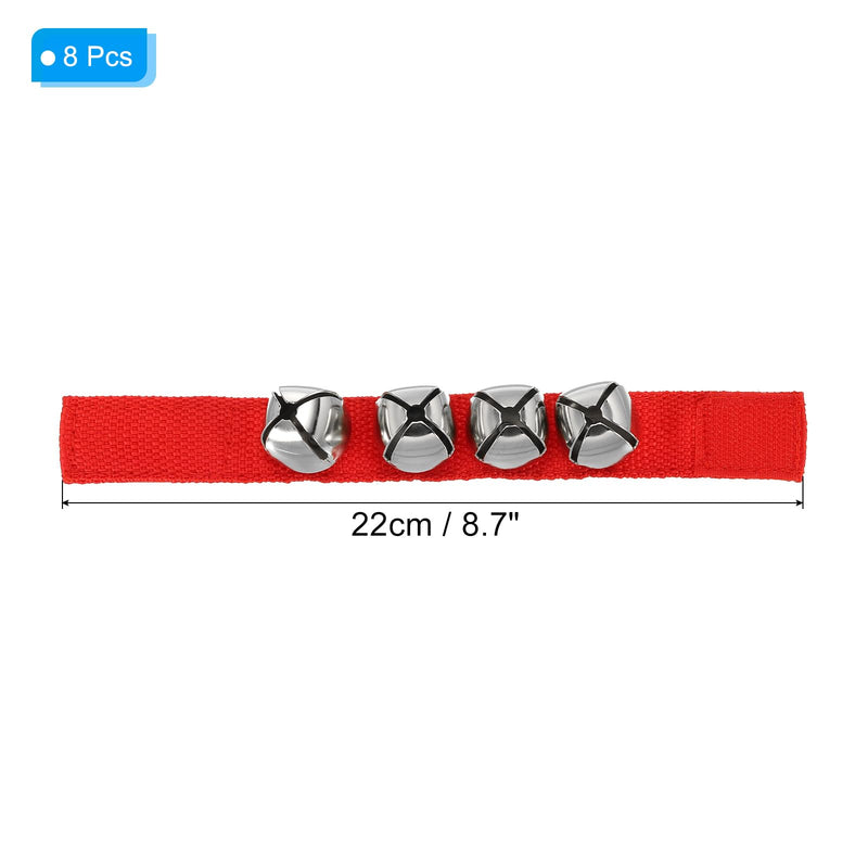 PATIKIL 8pcs Wrist Bells, Jingle Bells Ankle Bells Wrist Bells Bracelet Percussion Instruments Musical Rhythm Band 4 Silver Bells for Party Christmas, Dark Red