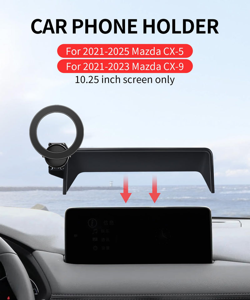 Car Phone Holder for Mazda CX-5 2021-2025 / CX-9 2021-2023, 10.25" Screen | Magsafe Accessories Magnetic Cell Phone Mount Clip Compatible with iPhone, 3D fit Stable Dashboard Navigation Bracket Stand for 2021-2025 CX-5/2021-2023 CX-9 (10.25-Inch)