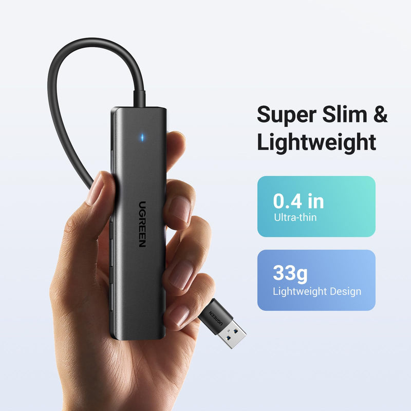 UGREEN USB 3.0 Hub, 4 Ports USB A Splitter Ultra-Slim USB Expander for Mouse, Keyboard, Flash Drive, U Disk, Printer Compatible with Laptop, Desktop PC, Xbox, PS5, and More 0.5 ft