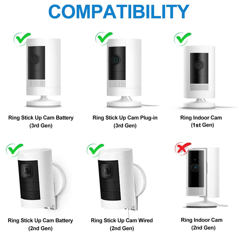2Pack Adhesive Wall Mount for Ring Stick Up Cam & Ring Indoor Cam(1st Gen), 360 Degree Adjustable Screwless Bracket for Your Ring Surveillance Camera, 2 Ways Installation Without Drilling (Black) Black