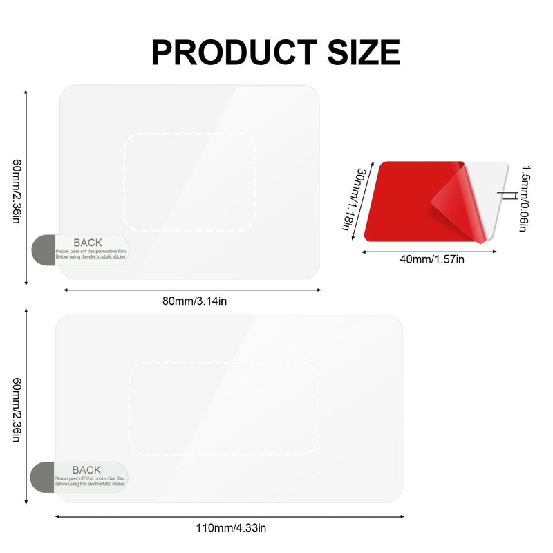 Car Windshield Electrostatic Film and Double-Sided Sticker Adhesive Pad for Mounting Dash Cam Reflective Clear Static Cling Window Stickers,Scratch-Proof & Residue-Free Car Shield Decal (6x8+6x11cm) 6x8+6x11cm