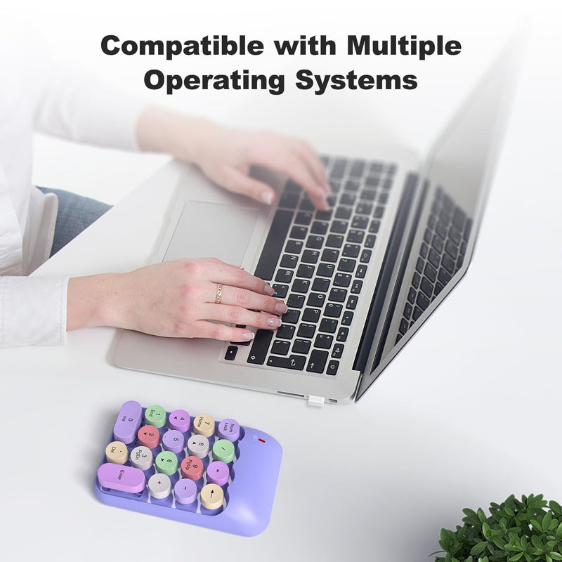 [AUSTRALIA] - Wireless Number Pads, Cute Colorful Numeric Keypad Numpad Portable 2.4 GHz Financial Accounting Number Keyboard Extensions, 18 Key Number Numpad for Laptop Desktop, PC (Purple) Purple 