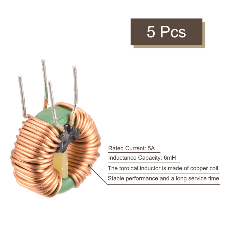 sourcing map 5x Toroidal Core Inductor Copper Coil Magnetic Inductance 6mH 5A for DIY Board