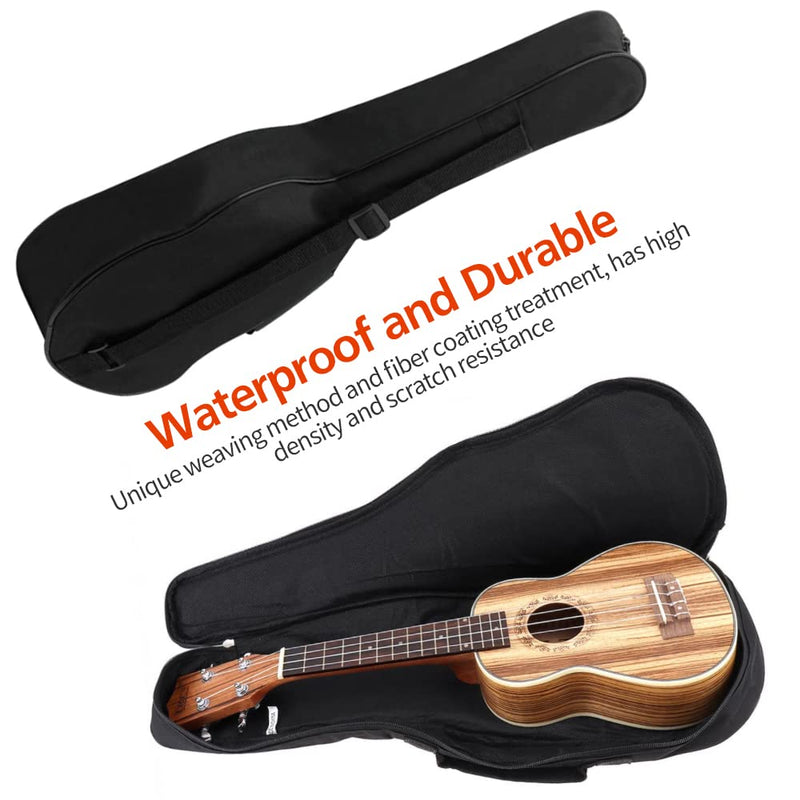 Ukulele Case, Black Ukulele Bag for 21 23 26 Inch Ukulele, Waterproof Durable Ukulele Padded Bag with Adjustable Straps for Concert, Soprano, Tenor (23in) 23in