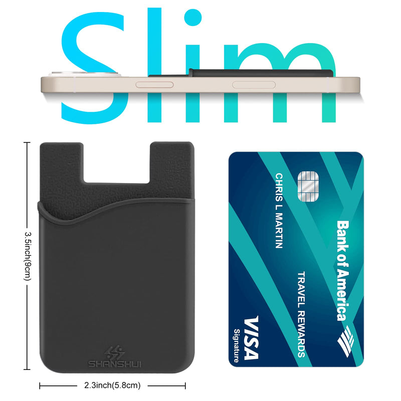 SHANSHUI Phone Card Holder, Silicone Card Holder for Phone Case Wallet Credit Card Holder Strong Adhesive Pocket Stick on Compatible for iPhone & All Smartphones Multi-Colors(5 Pack)