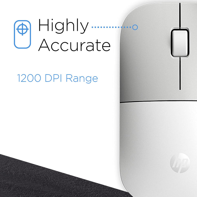 HP Z3700 White Wireless Mouse RF Optical 1200DPI Ambidextrou unique