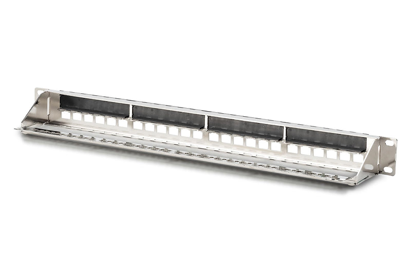 DIGITUS Patch Panel - Modular - For Keystone Modules - 19" - 24-Port - Shielded - Rack Mount 1U - Grey