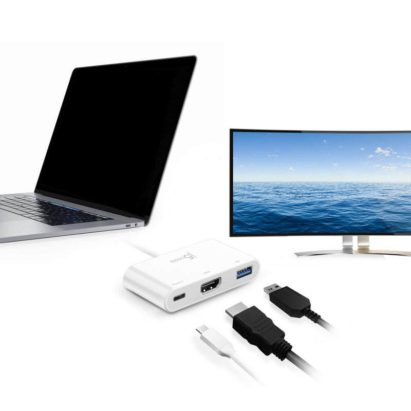 j5create USB Type-C to 4K HDMI and USB-A 3.0 with PD 100W | Pass-Through Charging, for MacBook, Chromebook, iPad Pro or USB-C Laptop (JCA379)