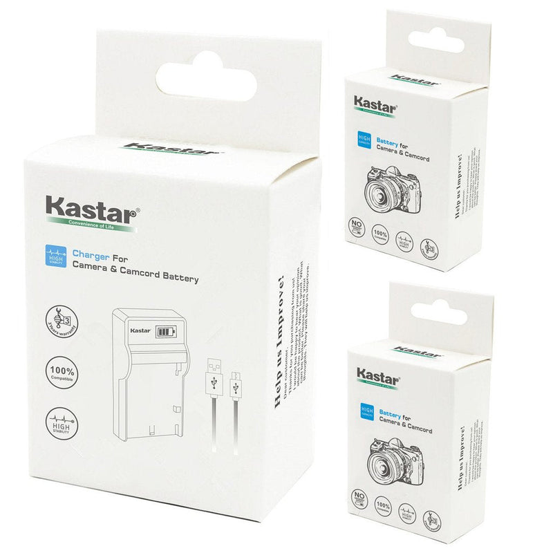 Kastar Battery (X2) & SLIM LCD Charger for JVC BN-VF808, BN-VF808U, BNVF808 and JVC Everio GZ-MG130 148 150 155 175 255 275 575 GZ-HD7 GR-D745 746 750 760 770 771 775 790 796 JVC MiniDV + More