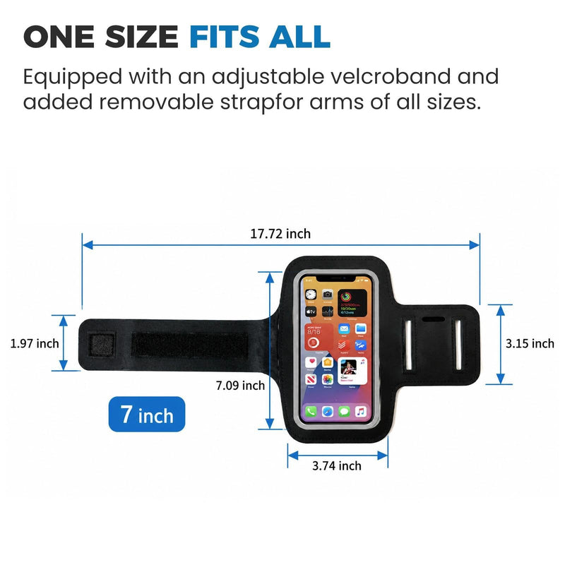 Running Phone Armband Stretchable Sports Arm Band Touchscreen Cover Key Pocket Reflective Strip for Gym Jogging Hiking Men Women(Black) Black
