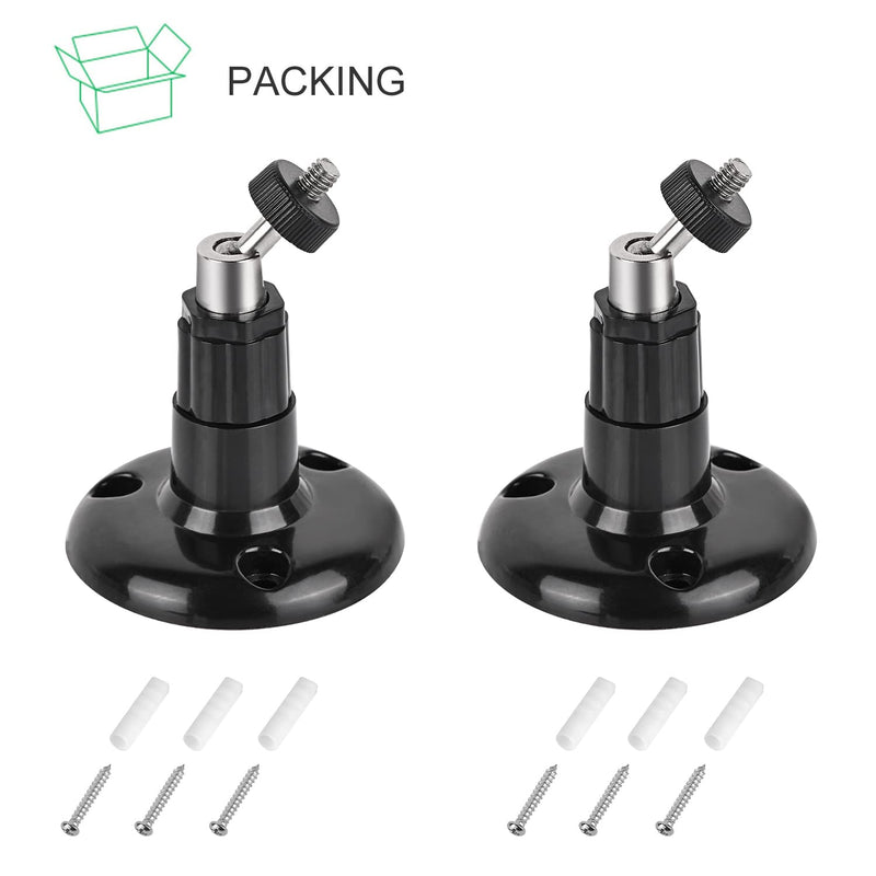 2Pack Adhesive Wall Mount for Ring Stick Up Cam & Ring Indoor Cam(1st Gen), 360 Degree Adjustable Screwless Bracket for Your Ring Surveillance Camera, 2 Ways Installation Without Drilling (Black) Black
