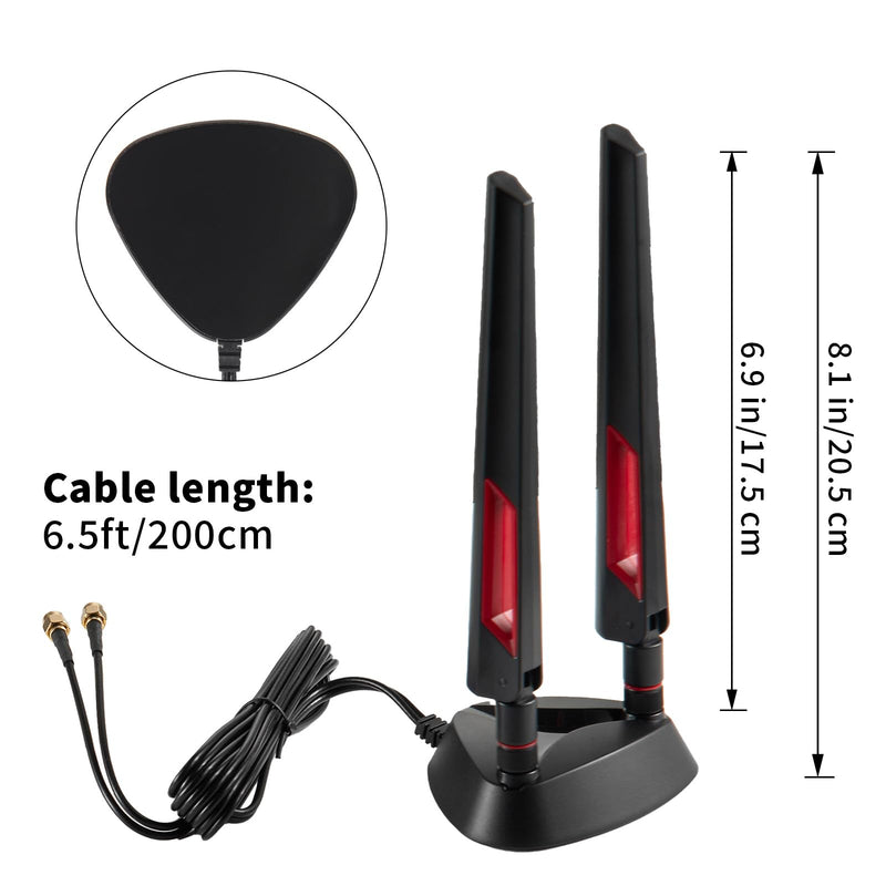 WiFi 6 6E Tri-Band 2.4GHz/5GHz/6E Magnetic Base Antenna for PC Desktop Computer Motherboard WiFi Router, Eifagur