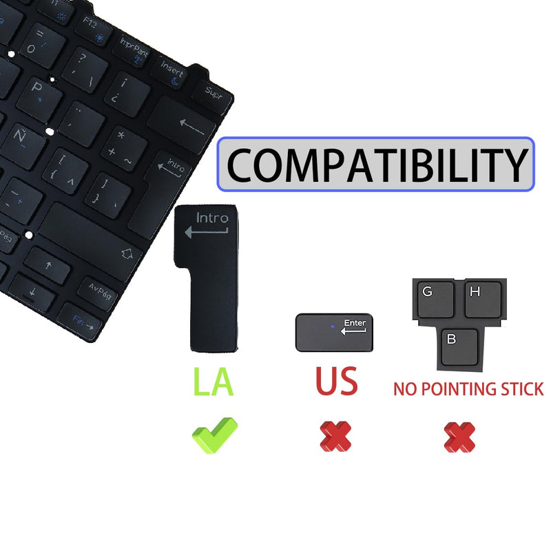 Latin Spanish Keyboard Replacement Compatible with Dell Latitude E5450 E7450 E5470 E7470,Backlit,Pointing Stick Version, Latin Spanish