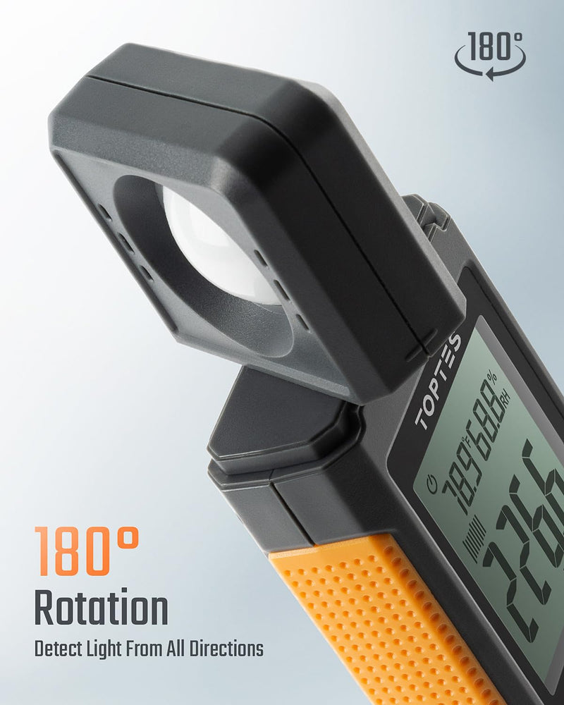 [AUSTRALIA] - TS-710 Light Meter, Lux/Foot Candles Meter with 180º Rotating Sensor, 0.1~200,000 Lux Range, Large Backlit Display, Light Meter for Plants, Car Headlights, Home & Office LEDs (Includes Battery) 