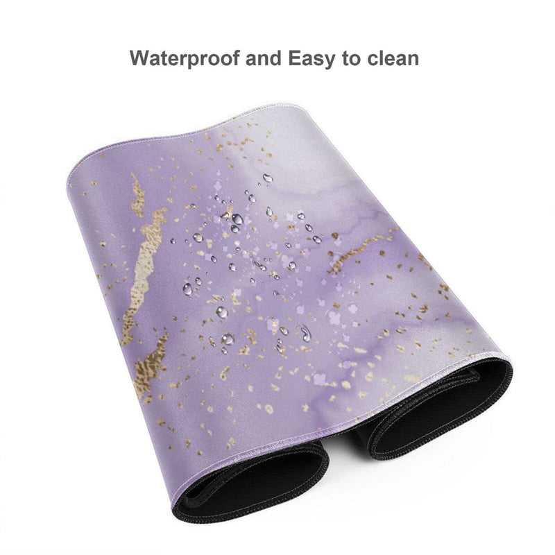 Purple Gold Marble Mouse Pad Gaming XL Large Mousepad Pretty Desk Mat for Women and Girls Long Extended Big Keyboard Pads Table Accessories for Gaming and Office 31.5 X 11.8 Inch Purple Gold Splatter One Size