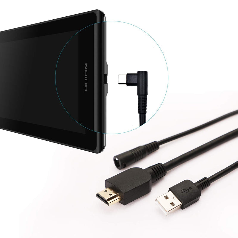 3 in1 HDMI Cable for Huion Graphics Drawing Tablet Kamvas Pro 16 Pro 13 Pro 12 (CB01)