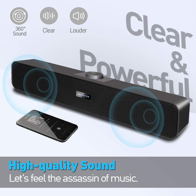[AUSTRALIA] - Computer Speakers with 3.5 mm Aux, Small PC Speakers Powered by USB, Wired USB Desktop Speaker, USB Soundbar for Monitor, Mini Stereo Speaker for PC, Tablets, Laptop, Tablets, Xbox, Plug and Play USB+3.5mm 