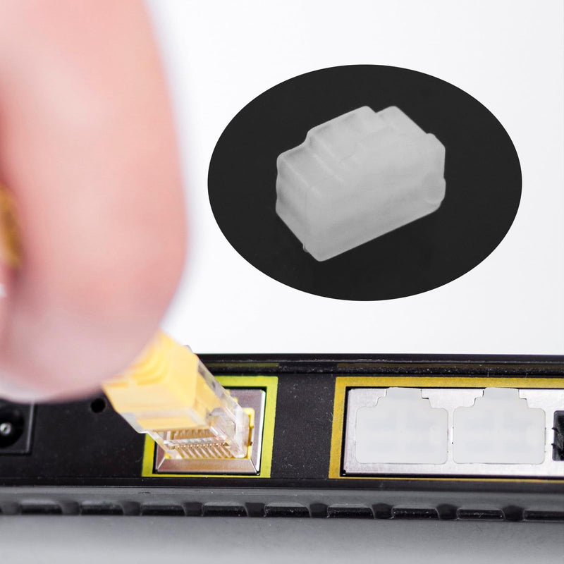 Antrader 24 Pcs Silicone Ethernet Hub Port RJ-45 Anti Dust Cover Cap Protector Plug,White White