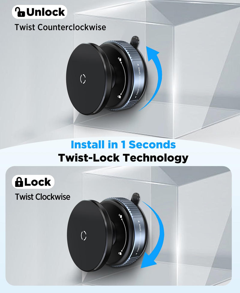 Beeasy Vacuum Magnetic Phone Holder, 360° Rotatable Suction Cup Phone Mount for Shower Mirror Kitchen Gym Car TikTok, MagSafe Suction Wall Mount for iPhone 17/16/15/14/13/12,Black Black