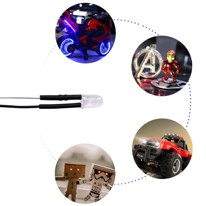 [AUSTRALIA] - YIXISI Pack of 100 Pre-Wired LED, 12 V 5 mm Prewired Diode Light, Diffuse Emitting Light Diode Multi Colours Assorted Light, 20 cm (White) Cool White-100 
