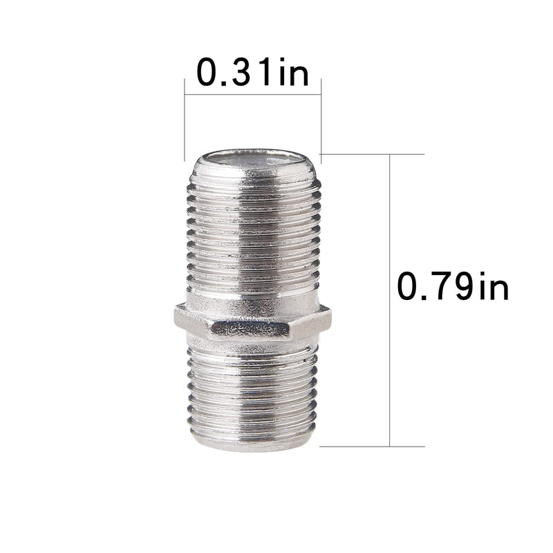 6 Pack Coaxial Cable Connector, RG6 Coax Cable Extender F-Type Silver Plated Adapter Female to Female for TV Cables, Satellite Receiver, VCR and Cable Modem 6