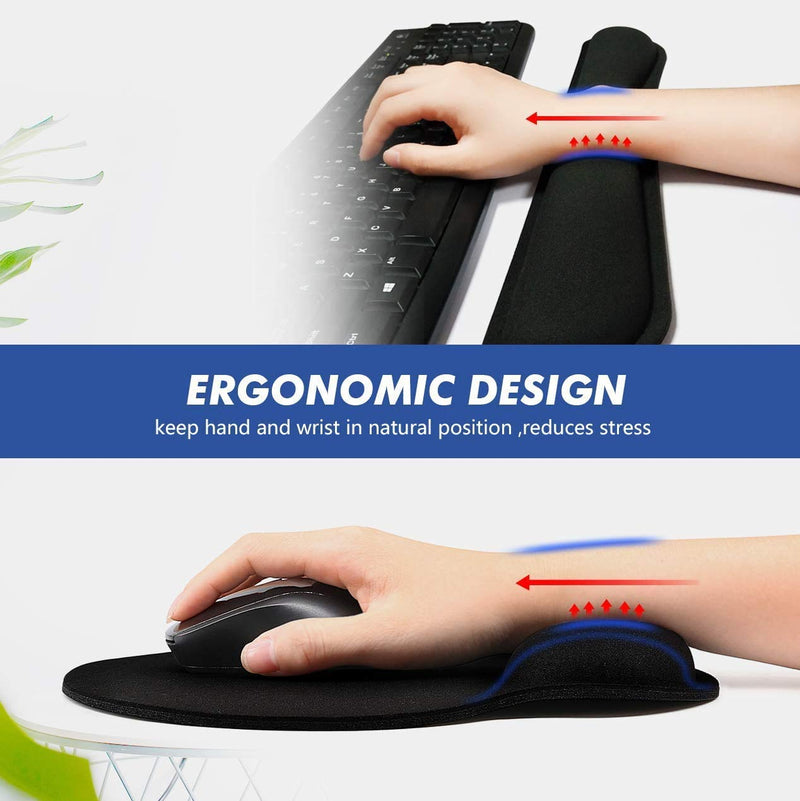 Ergonomic Mouse Pad with Wrist Support, Premium Memory Foam Keyboard Wrist Support Bar and Mouse Wrist Rest Pads Set- for Comfortable Typing &Wrist Pain Relief Mouse Pad with Wrist Support Bar 1