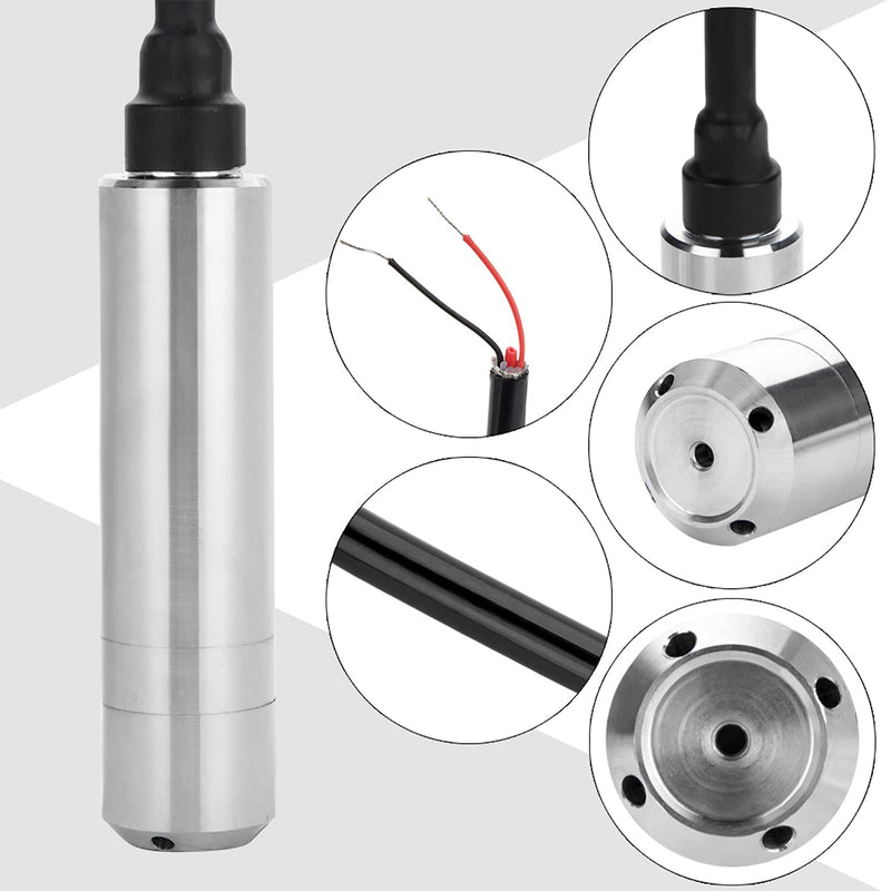 DC 24V 4-20mA Plug-In Level Sensor ALS-MPM-2F for Depth Measurement 0-5m, Stainless Steel, Anti-Corrosion, Anti-Clogging, Default