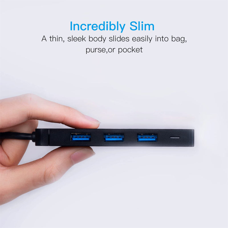 VENTION USB 3.0 Hub, 4 Ports USB Hub Ultra-Slim Data USB Hub 1.6FT Extended Cable [Charging Supported], Compatible with MacBook, Laptop, Surface Pro, PS4, PC, Flash Drive, Mobile HDD (0.5m/1.6ft) 0.5m/1.6ft