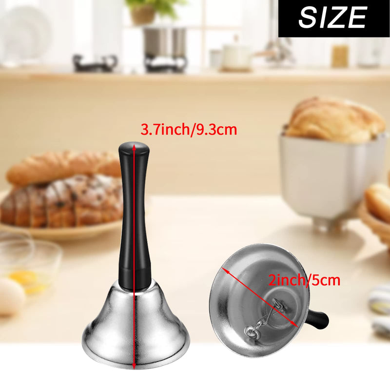 34 Pieces Metal Hand Bell Bulk for Adults,Kabcifea Silver Steel Small Hand Held Bells Dinner Call Service with Black Wooden Handle Care for School Church Adults Classroom Wedding Decorative