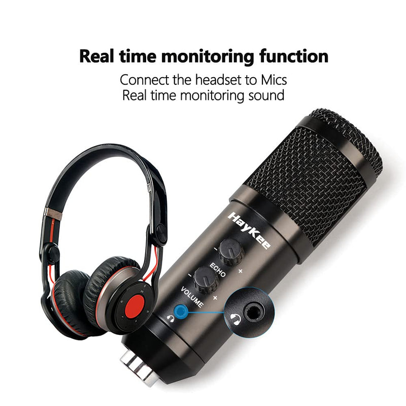 Professional Phone & USB Condenser Microphone with Stand for Computer & Phone, Plug & Play. Great for Live Streaming, YouTube Recording, Gaming, Podcast, Karaoke on Cell Phone & PC
