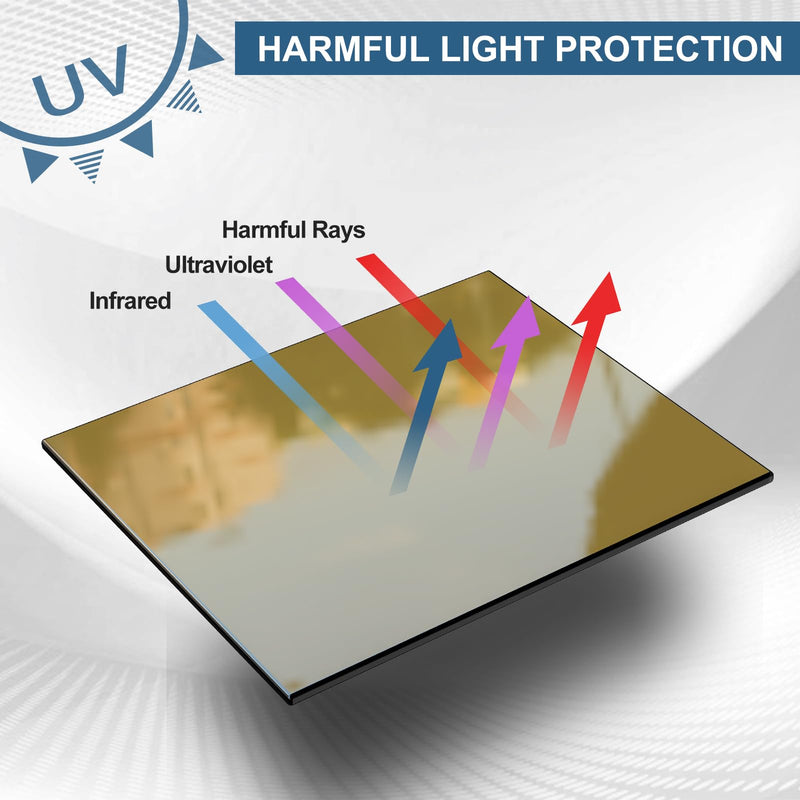 [AUSTRALIA] - TRQWH 5pcs Welding Glass Lens Shade 10 Gold Hardened Glass Lens 4.5" x 5.25" Welding Hood Darkening Filter Gold-shade 10 
