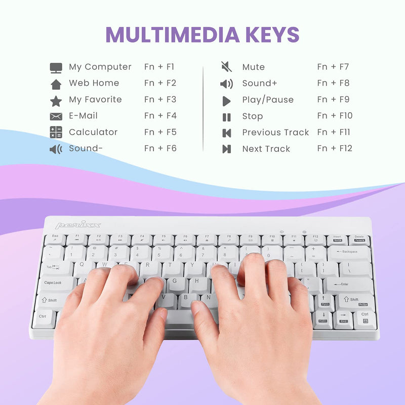 Perixx Periduo-712W Wireless Mini Keyboard and Mouse Set, White, US English Layout,PERIDUO-712