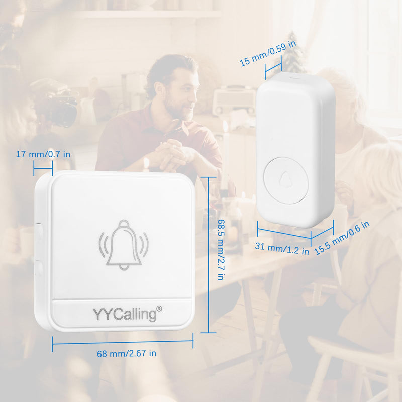Caregiver Pager 1 Transmitter and 1 Receiver Wireless Call Buttons for Elderly Monitoring,SOS Alert System for Nurse Call Seniors,Nurse Emergency Alert System for Seniors/Patients 1 call button + receiver