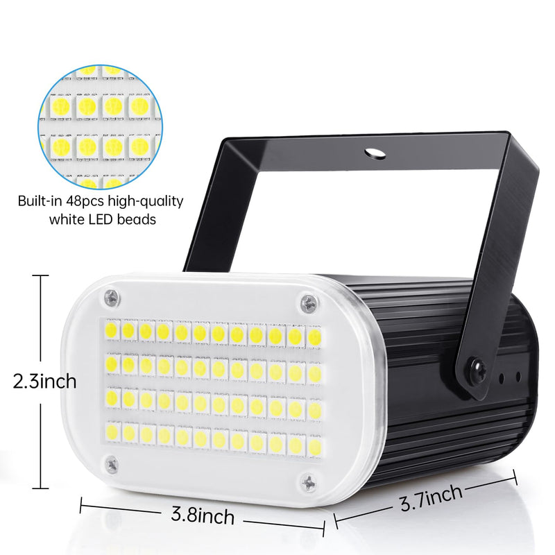 [AUSTRALIA] - Luditek 2-Pack Mini Halloween White LED Strobe Light, Sound Activated 48 LED Flash Party Disco Lights for Room Parties Indoor Outdoor Decorations 
