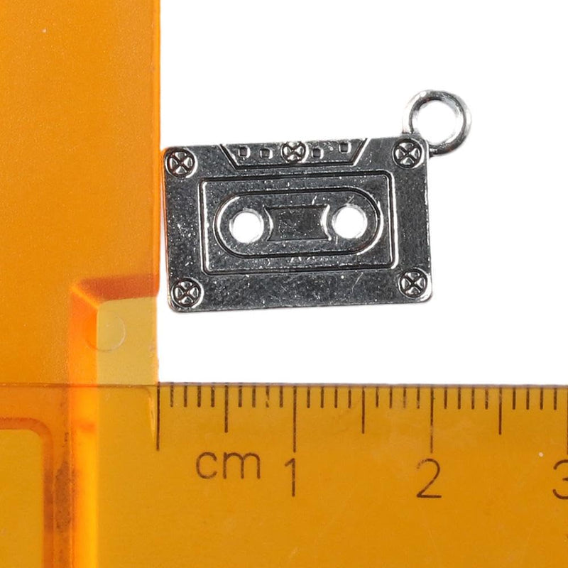 [AUSTRALIA] - 50 Pcs Audio Cassette Tapes Shaped Charms,22x16mm Antique Alloy Charms for Jewelry Making DIY 