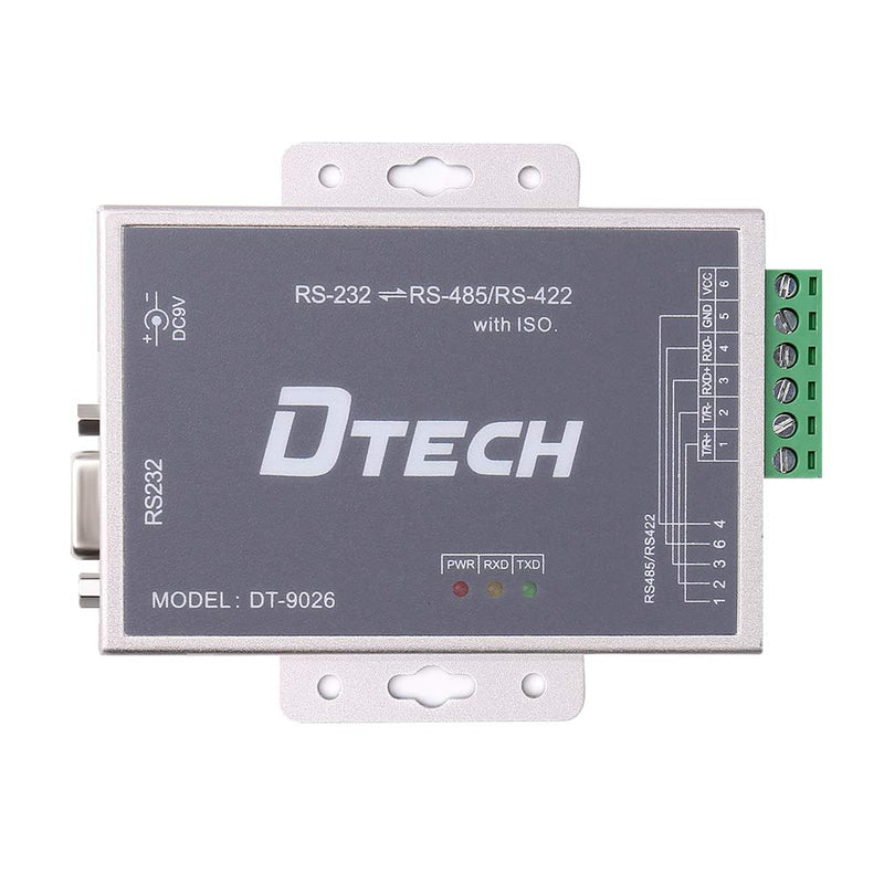 DTECH Active Isolated RS232 to RS485 RS422 Converter with RJ45 Serial Port Terminal Board Power Adapter DB9 Cable Optical Isolation Protection 2.5kV