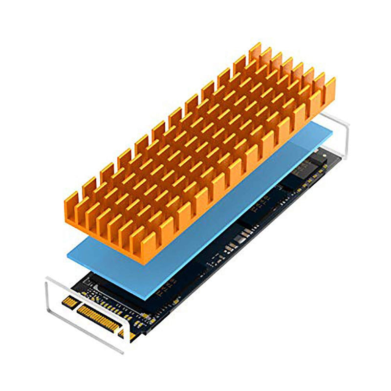 M.2 SSD Heatsink with Thermal Conductive Adhesive Film Anti Thermal Bleed Heatsink Heatsink CPU IC Chip Circuit Board for LED Amplifier Aluminum 70mm×22mm×6mm (2pcs, Gold)