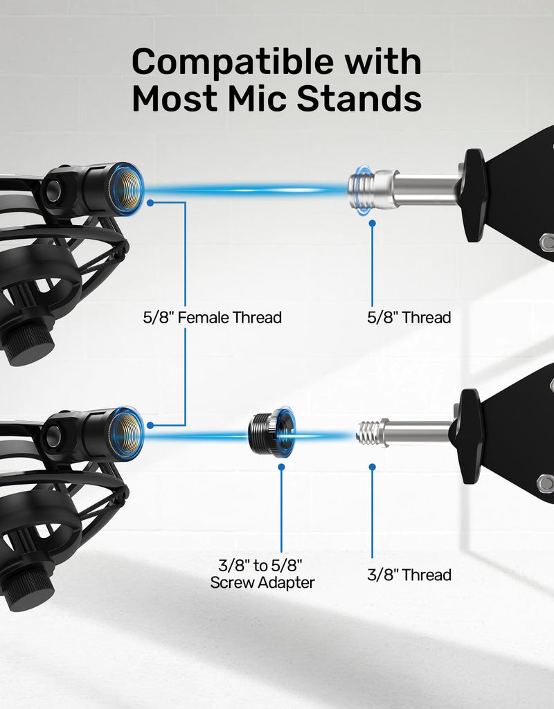 Custom Built for HyperX SoloCast Shock Mount, 2025 Upgrade Anti-Vibration Suspension Elastic Shock Mount Holder Clip Mics Stand Compatible with SoloCast Microphone