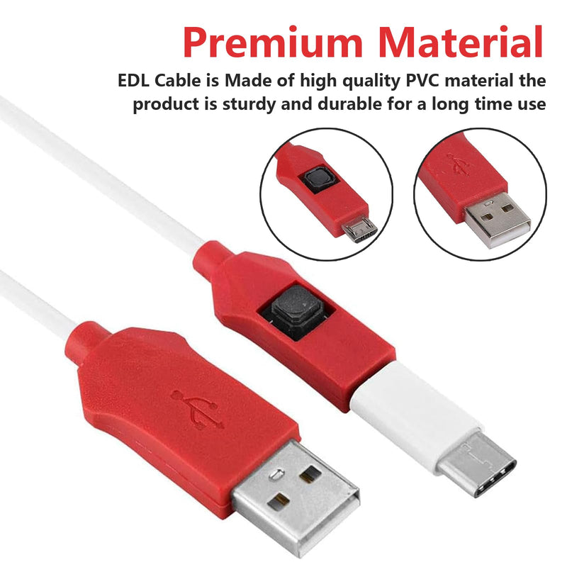 2 in 1 EDL Cable, Portable 9008 Mode Deep Flash Cable with Type-C Adapter, PVC Deep Flash Engineering Cable Compatible with 4S/4C/4i Mobile Phone