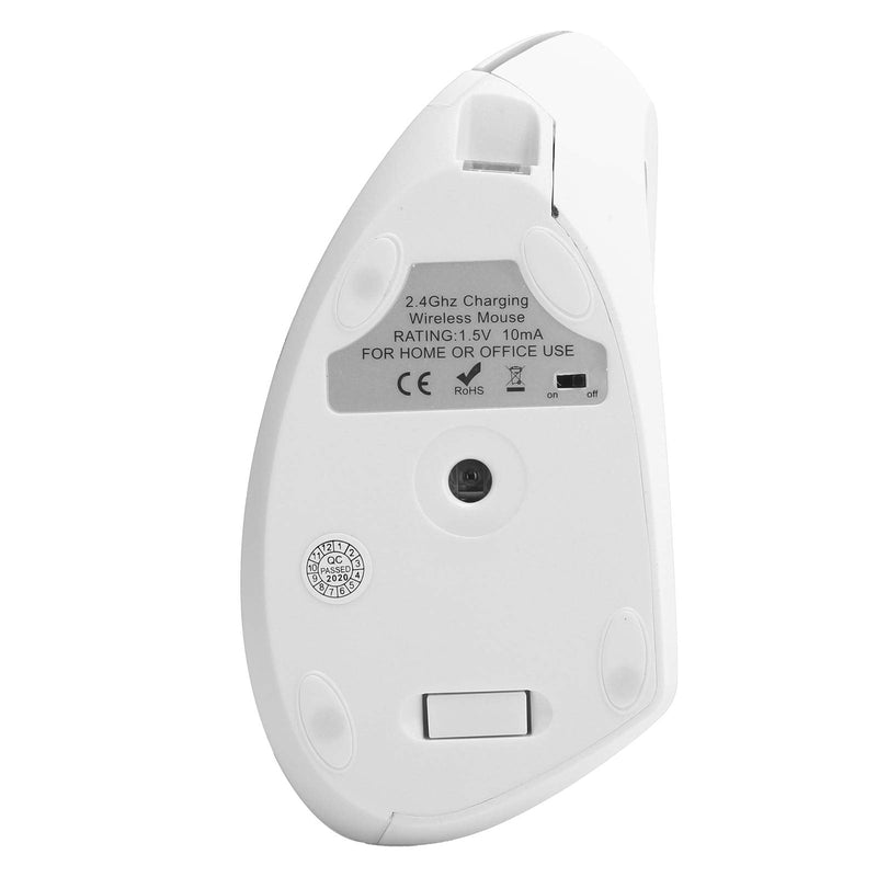 Ergonomic Vertical Mouse, 2.4G Wireless Optical Game Mouse, RGB Backlight, Adjustable 4-Level 2400DPI, 6 Button for PC/ Laptop Desktop(White)