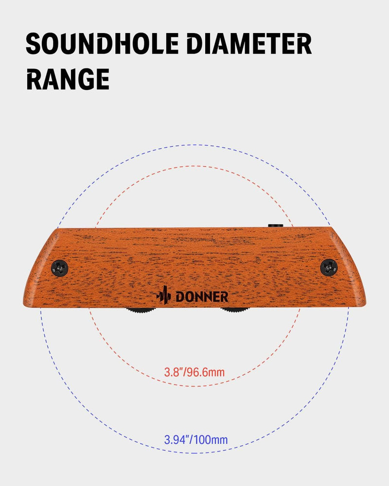 Donner Acoustic Guitar Pickup, DSS-6 Guitar Pickups Passive Mahogany Soundhole Pickup with Humbucker Volume Tone Control, Fits 3.8” to 3.94” Soundhole Diameter