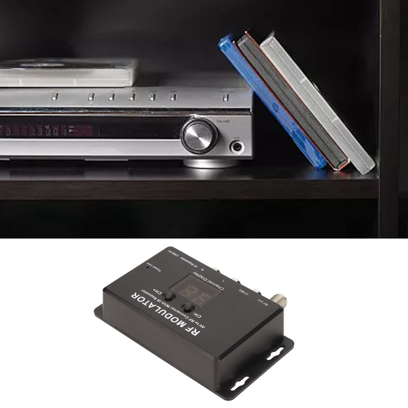 UHF Modulator, Mini AV to RF Modulator, UHF TV Link Modulator AV to RF Converter, AV to RF TV Modulator with Channel Display, Support PAL NTSC, for Set Top Box, DVDs