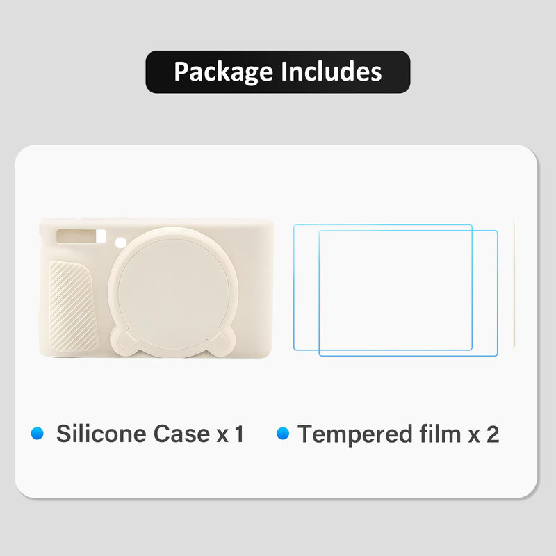 SX730 SX740 Camera Case & LCD Screen Protector Accessories Kit, Soft Silicone Case for Canon PowerShot SX740/SX730 HS Camera, Body Cover for SX740 SX730 with Lens Cap - White