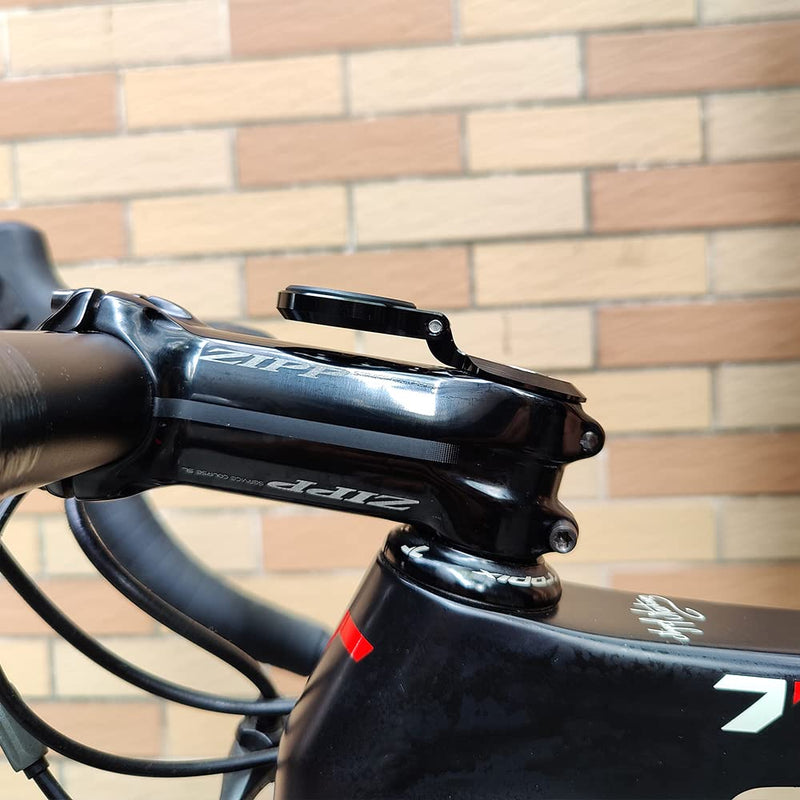 Out Front Bike Stem Mount for Garmin Edge Wahoo Elemnt Bryton Rider Stages Dash Hammerhead Karoo Road Mountian Adjustable Handlebar Mount (Black) Black with stem cap