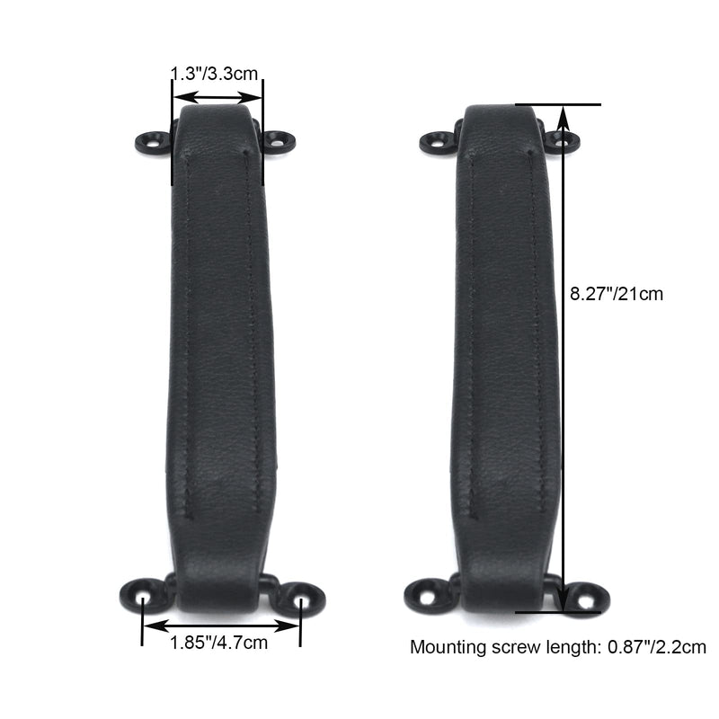 2PCS Black Vintage Leather AMP Amplifier Handles 8.27" Replacement Strap Handle with Mounting Screws for Amplifiers Suitcases