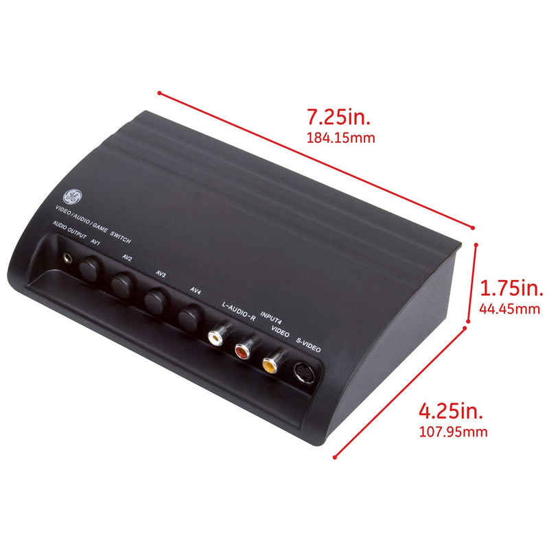 [AUSTRALIA] - GE 4-Way RCA Switch AV Splitter Switch, for Connecting 4 RCA Output Devices to Your TV, S-Video Support, Audio/Video, Game Consoles, DVD, VCR, 38807 4 Way Splitter Switch 