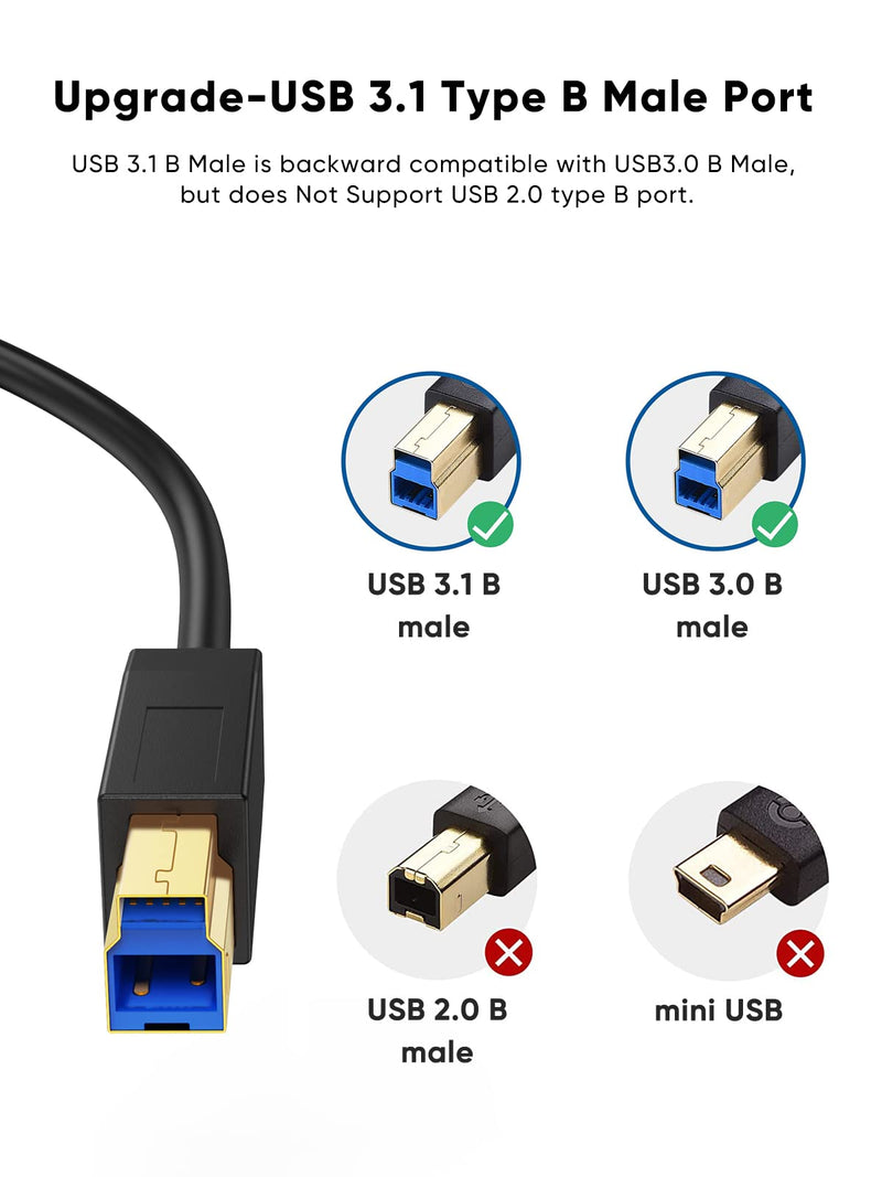 CableCreation USB 3.1 C to USB B Cable 4FT 5Pack, USB B to C 10Gbps Cord | for Thunderbolt 3 Host MacBook Pro Air, External Hard Drive, Docking Station, 1.2m, Black 5